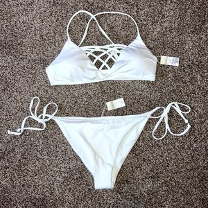 NWOT L Space white bikini, size s